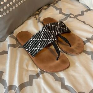 Anthropologie Black and White Pattern Sandals